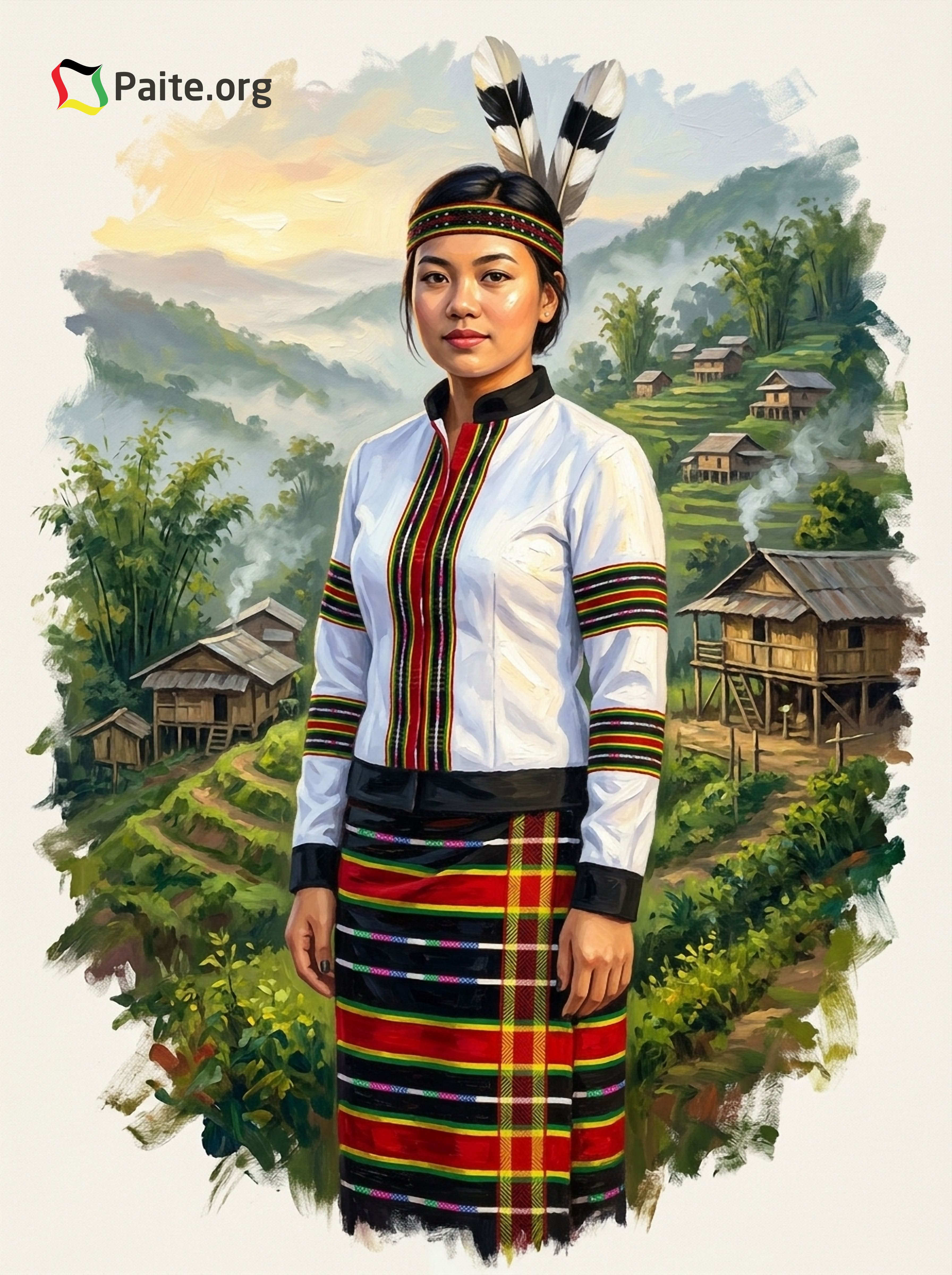 Paite woman with Paite Puandum