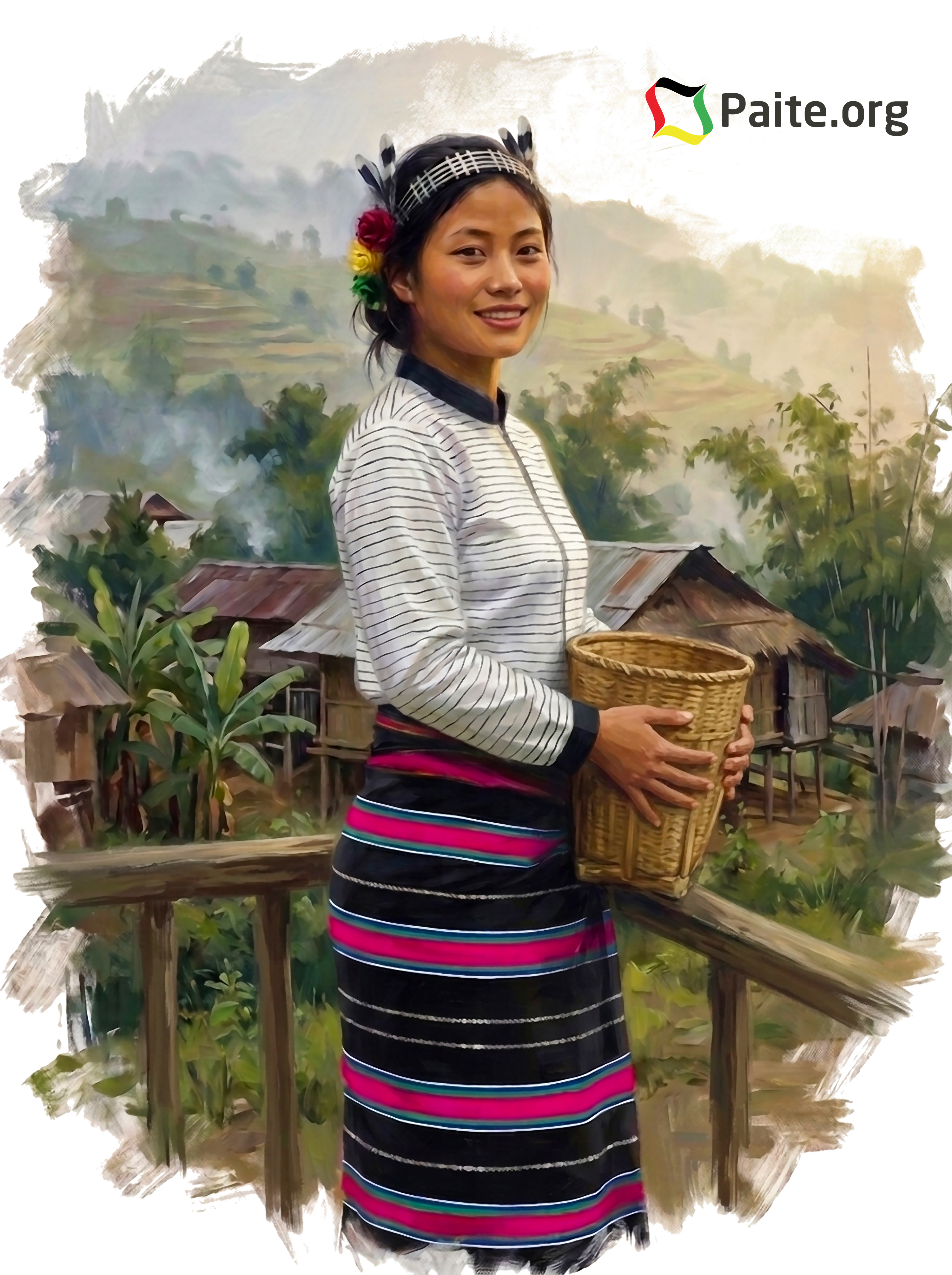 paite village lady with siamsin puan and ngoutekhelh